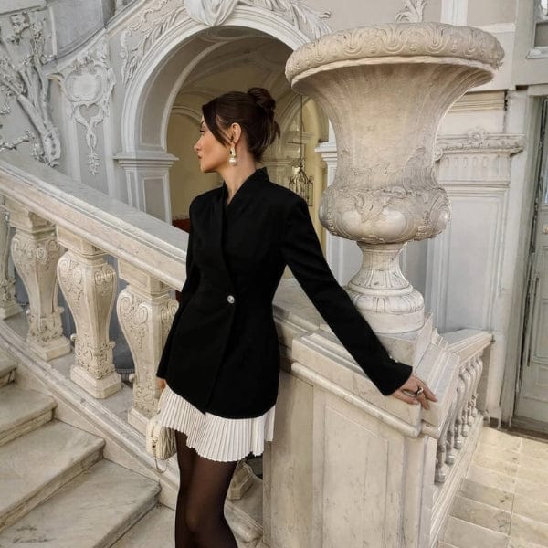 Velira Outerwear Women Paryžiaus Klostuota Švarko Suknelė