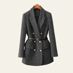 Velira Outerwear Women Pilka / S Edinburgo Tweed Dvigubo Užsegimo Blazeris