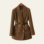 Velira Outerwear Women Ruda / S Edinburgo Tweed Dvigubo Užsegimo Blazeris