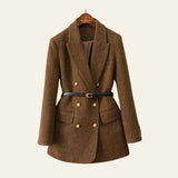 Velira Outerwear Women Ruda / S Edinburgo Tweed Dvigubo Užsegimo Blazeris
