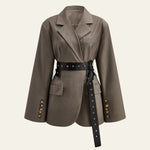 Velira Outerwear Women Ruda / S Siena Diržinė Prigludusi Švarkas