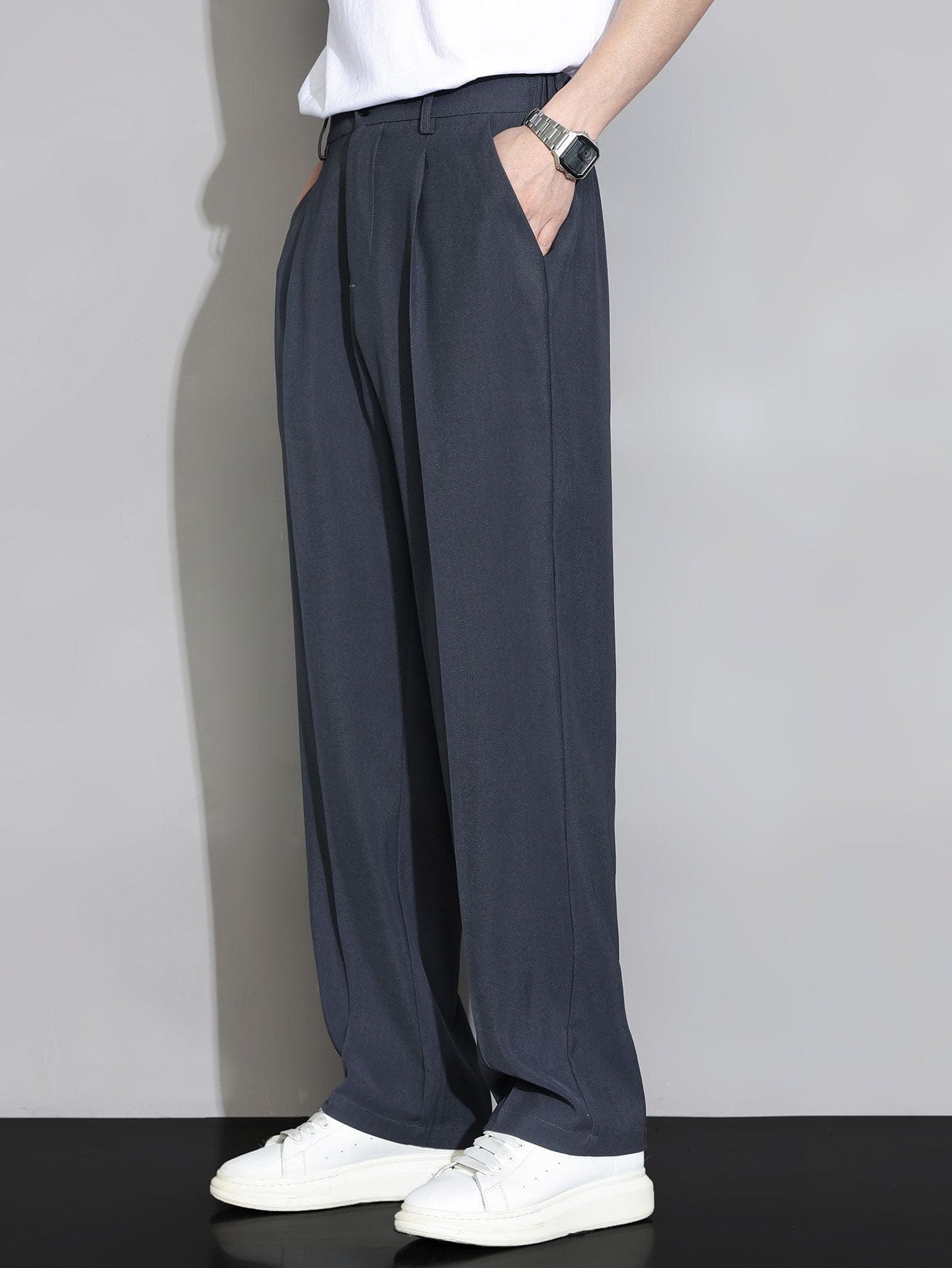 Velira Pants Atsipalaidavę Elastingi Juosmens Tiesūs Kelnės