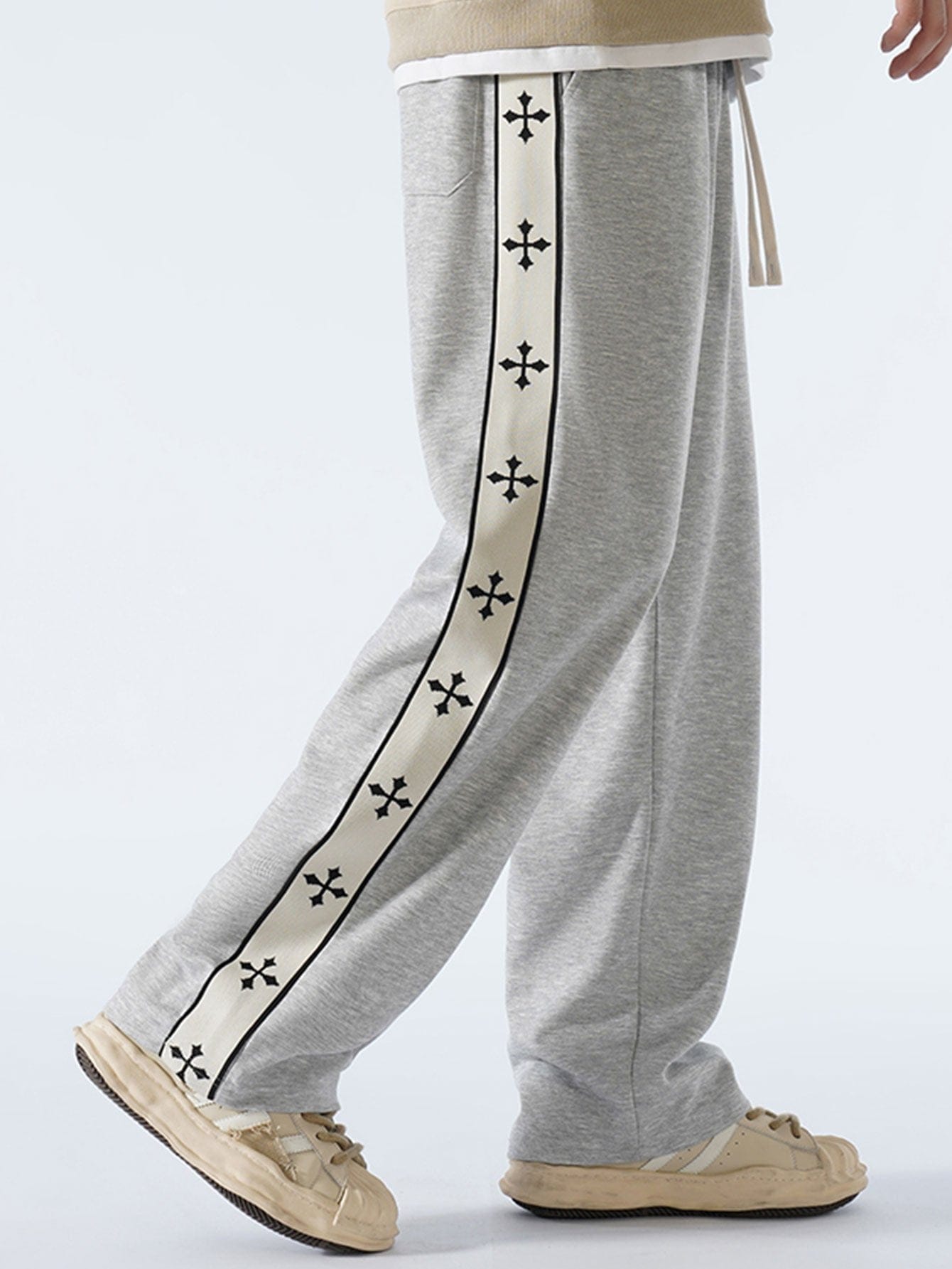 Velira Pants Atsipalaidavęs kirpimas, kryžminiai šoninės juostos tiesūs kelnių