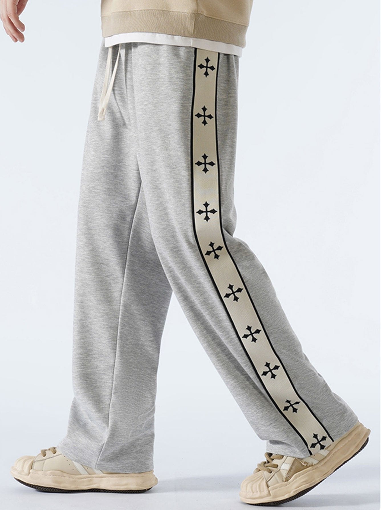 Velira Pants Atsipalaidavęs kirpimas, kryžminiai šoninės juostos tiesūs kelnių