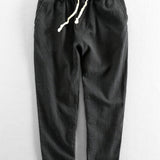 Velira Pants juoda / S Lino ir medvilnės mišinio trumpi kelnių
