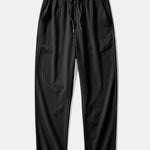 Velira Pants juoda / S Susiraukšlėjęs tekstūruotas tiesių kojų kelnes