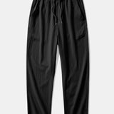 Velira Pants juoda / S Susiraukšlėjęs tekstūruotas tiesių kojų kelnes