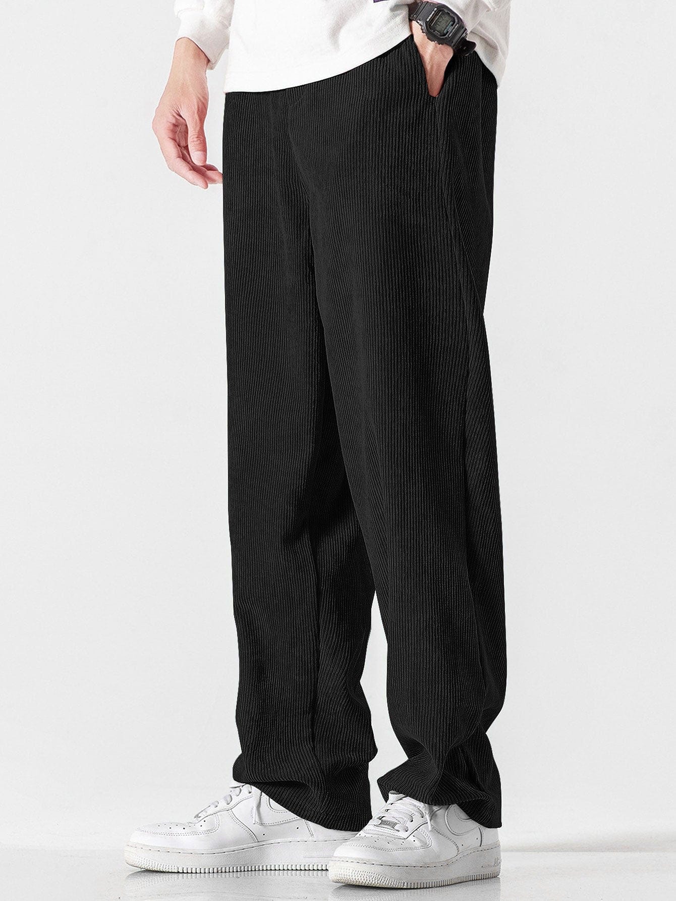 Velira Pants juoda / S Tiesios kojos švelniakailės kelnės