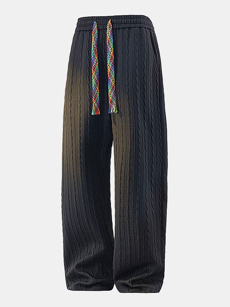 Velira Pants juoda / XS Sukurtos Jacquard Tiesios Kojos Kelnės