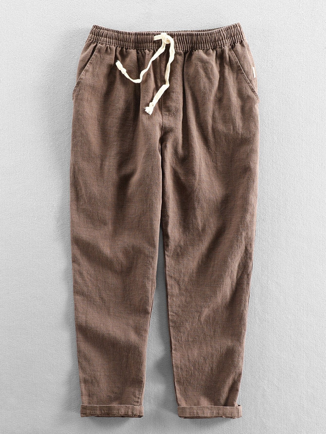 Velira Pants kava / S Lino ir medvilnės mišinio trumpi kelnių