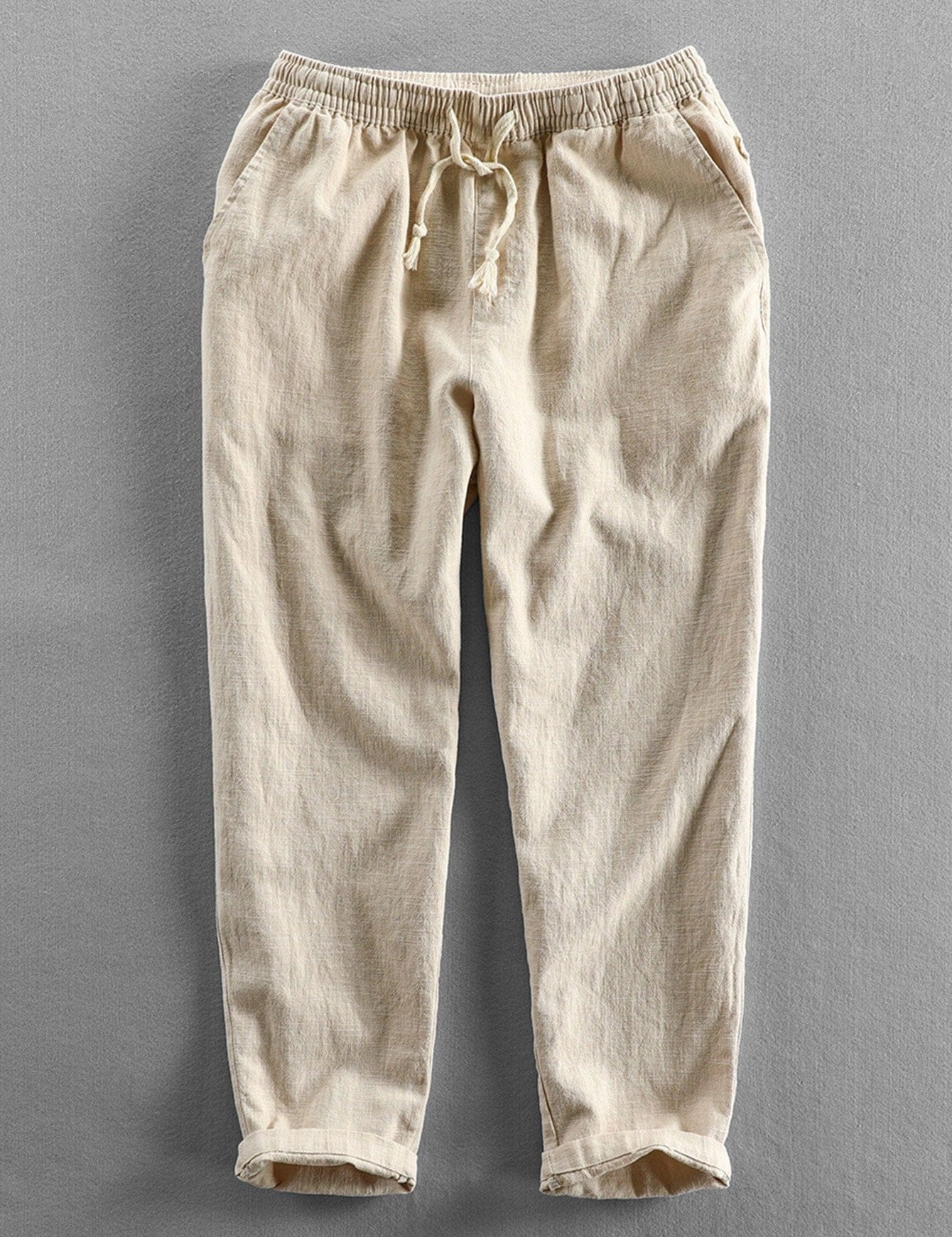 Velira Pants kreminė / S Lino ir medvilnės mišinio trumpi kelnių