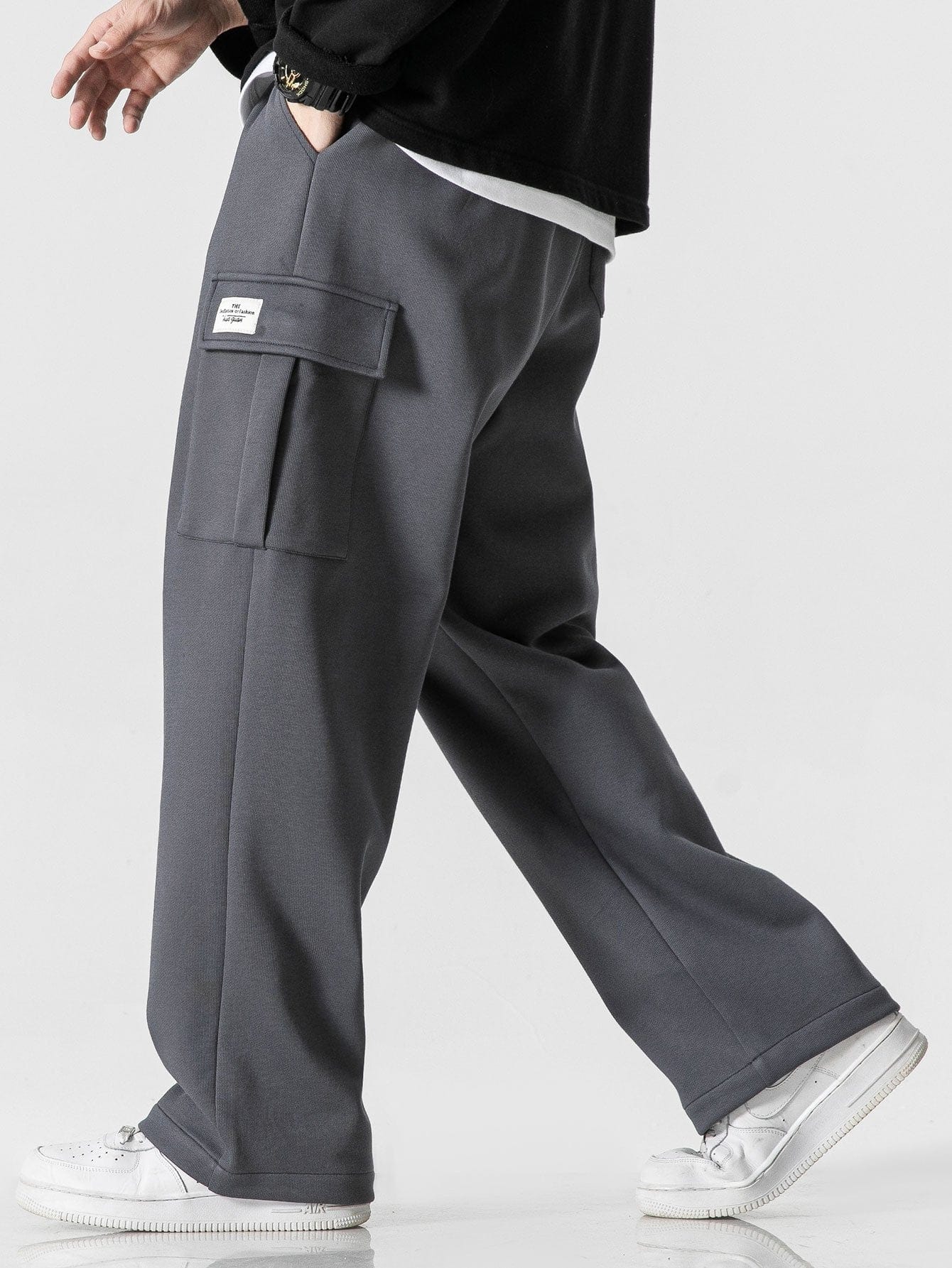 Velira Pants Laisvas kirpimas tiesaus silueto džersio krovinių kelnės