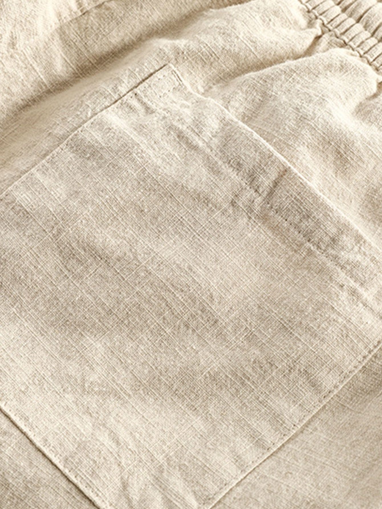 Velira Pants Lino ir medvilnės mišinio trumpi kelnių