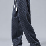 Velira Pants pilka / XS Šachmatų rašto tiesios kojos kelnės