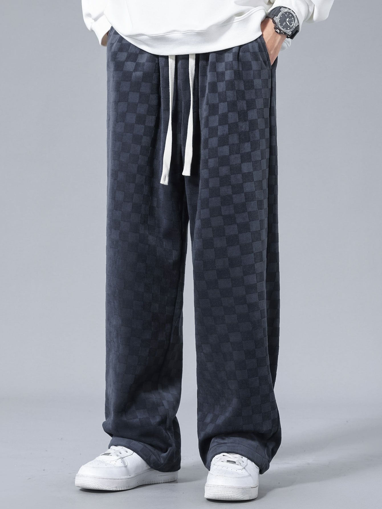 Velira Pants Šachmatų rašto tiesios kojos kelnės