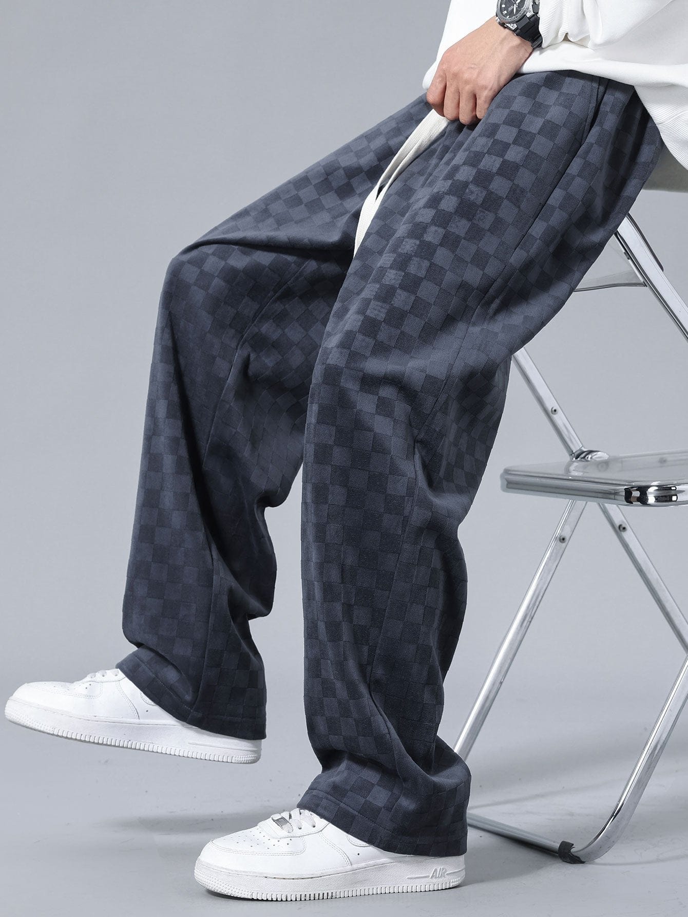 Velira Pants Šachmatų rašto tiesios kojos kelnės