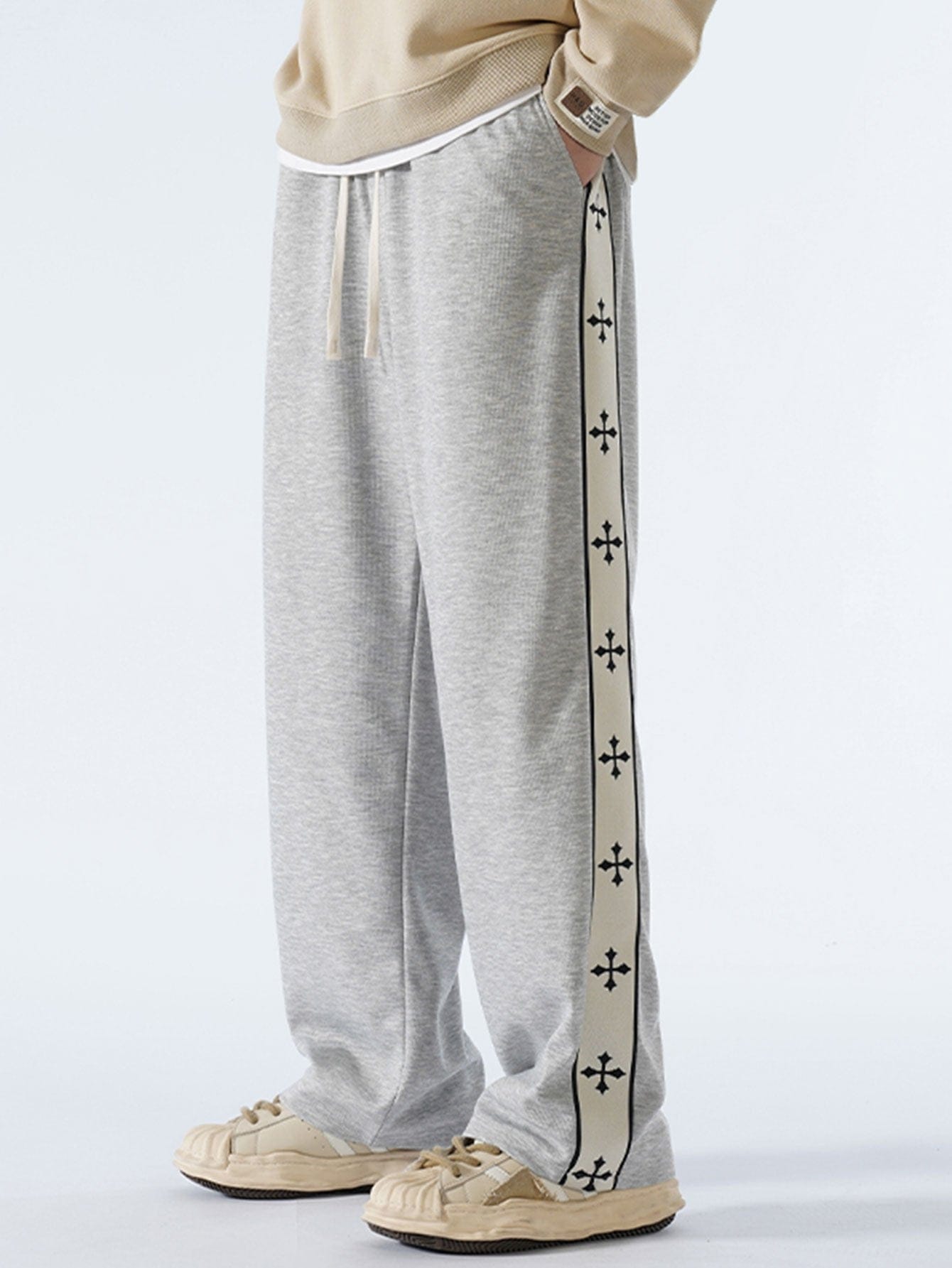 Velira Pants sidabrinė / S Atsipalaidavęs kirpimas, kryžminiai šoninės juostos tiesūs kelnių