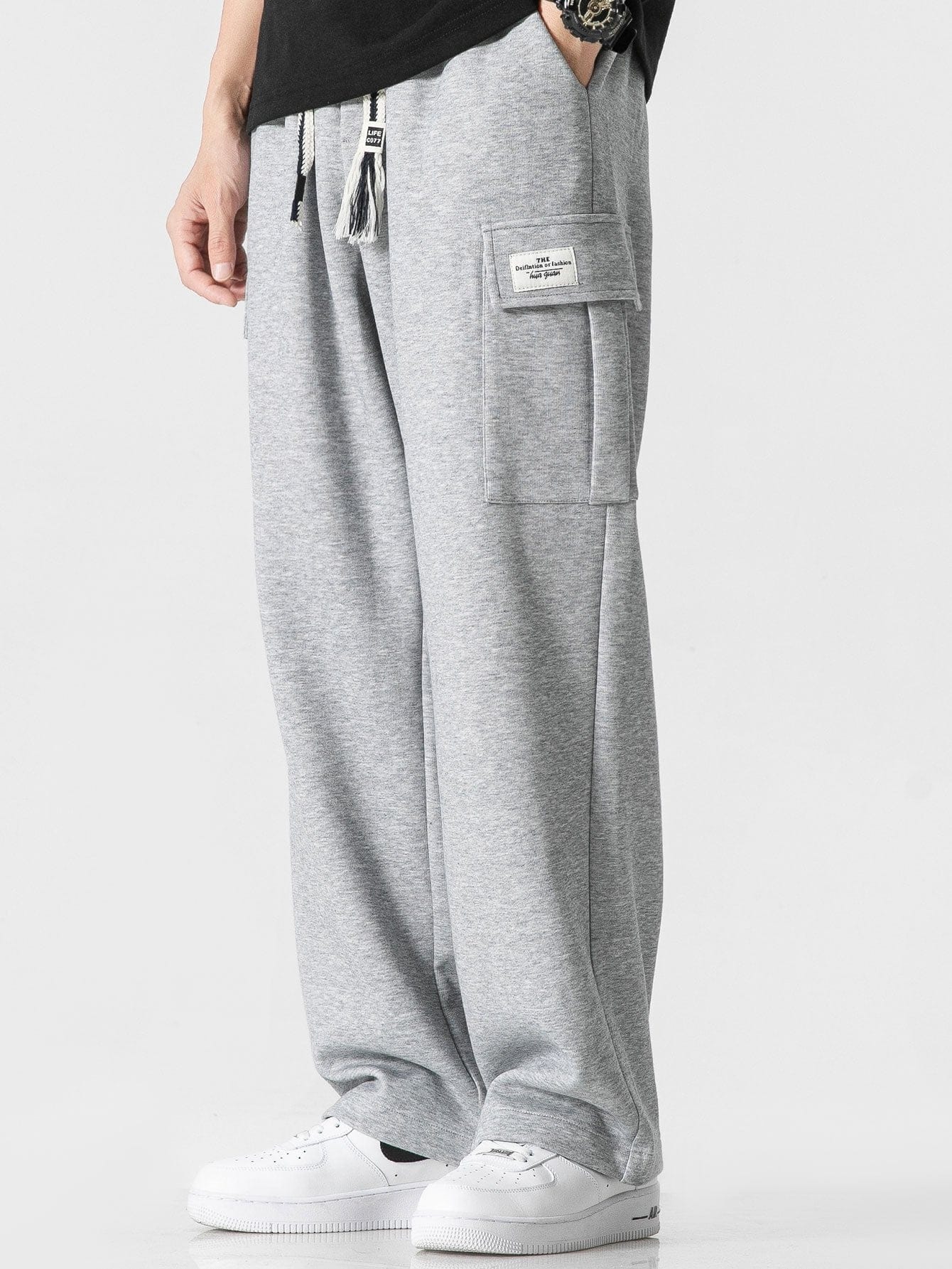 Velira Pants sidabrinė / XS Laisvas kirpimas tiesaus silueto džersio krovinių kelnės