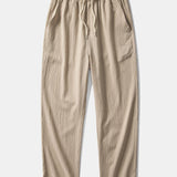 Velira Pants smėlinė / S Susiraukšlėjęs tekstūruotas tiesių kojų kelnes