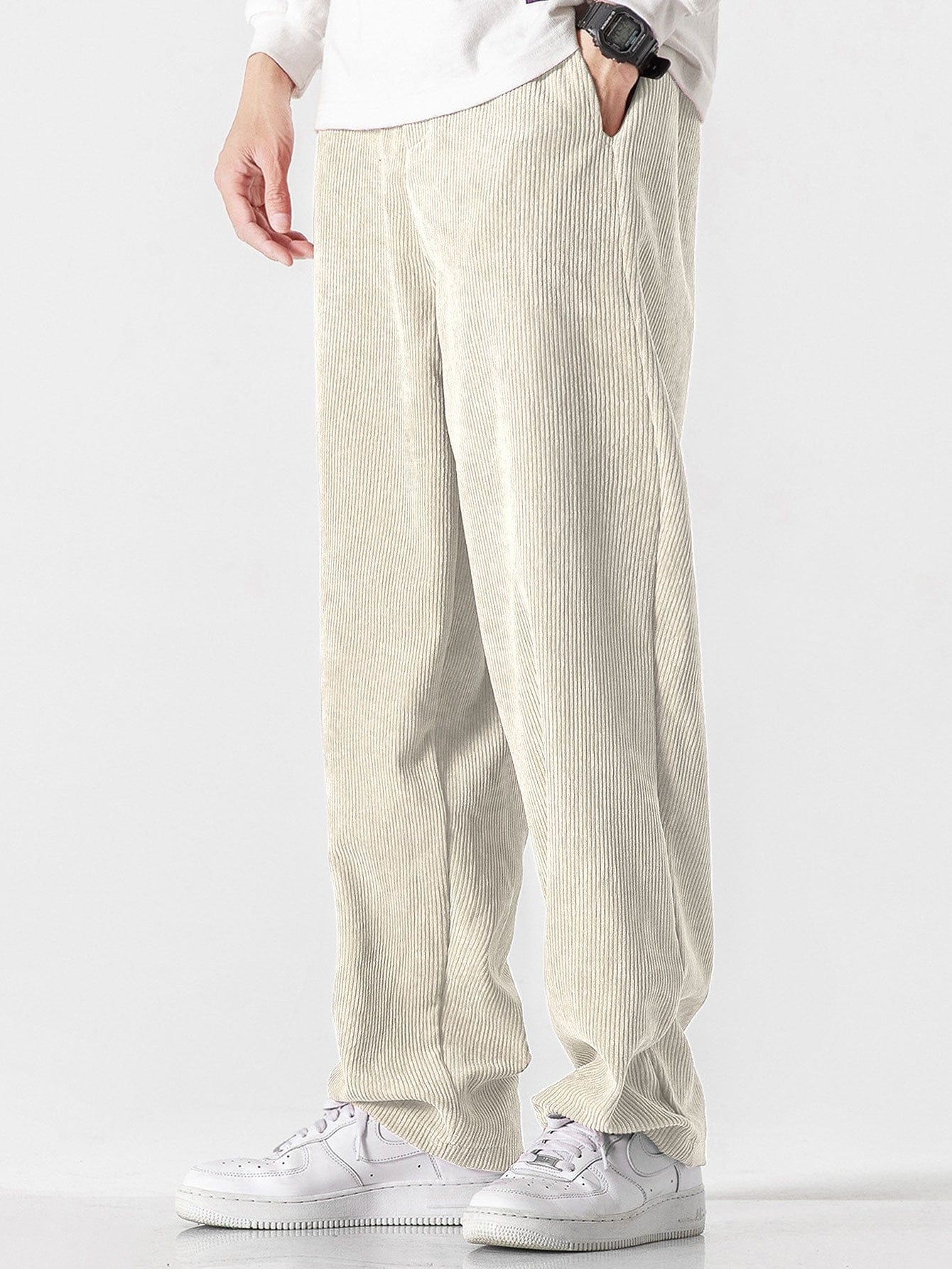 Velira Pants smėlinė / S Tiesios kojos švelniakailės kelnės