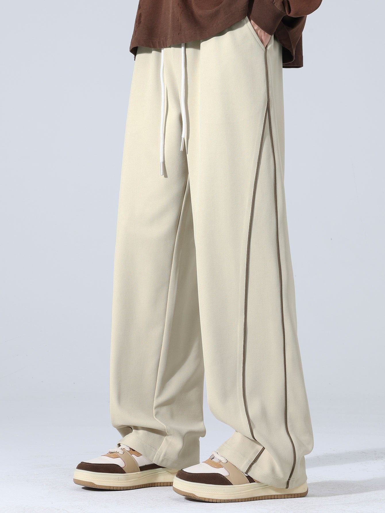 Velira Pants smėlinė / XS Plati Kelnės Su Šoninėmis Juostelėmis