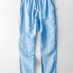 Velira Pants šviesiai mėlyna / XS Tiesios Kojo Lino Kelnės