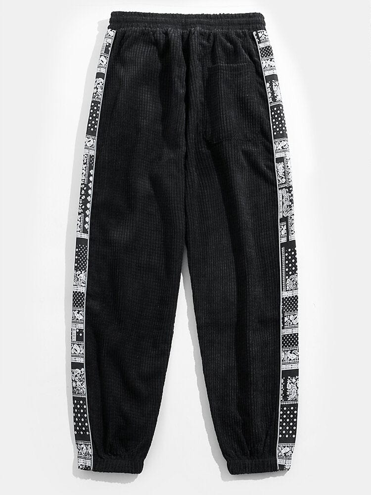 Velira Pants Šviesos džinsinio audinio paisley rašto kelnės