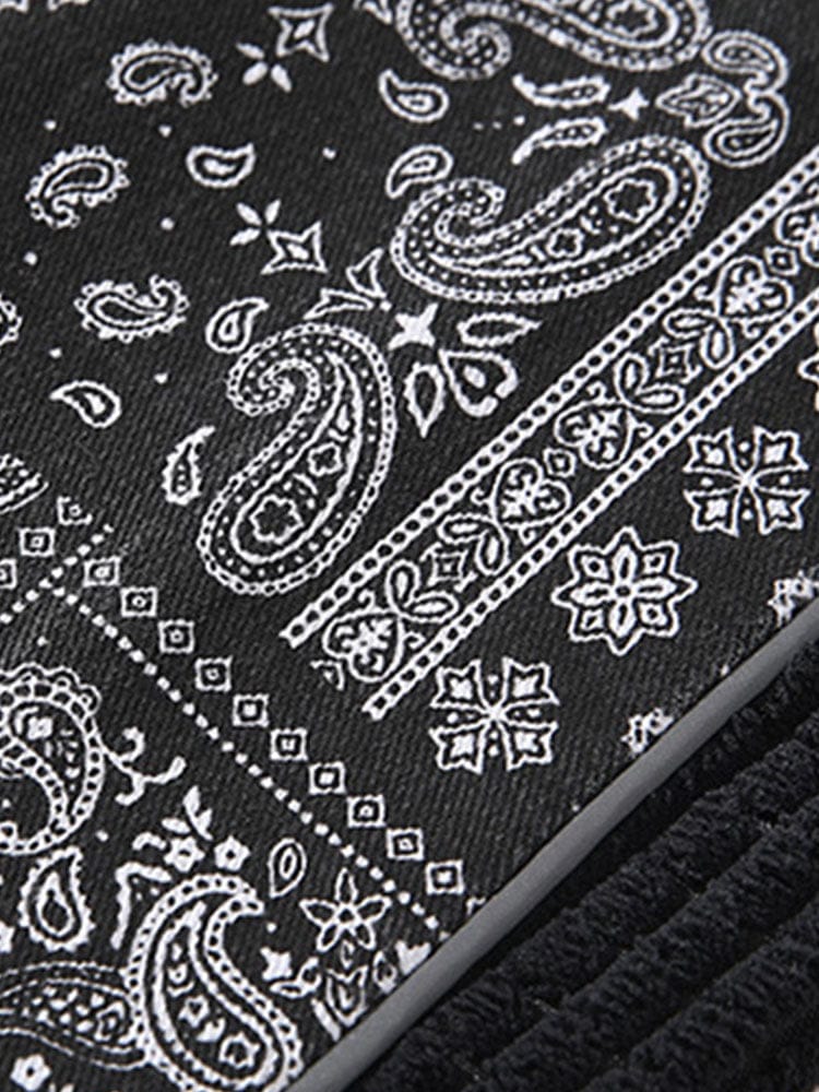 Velira Pants Šviesos džinsinio audinio paisley rašto kelnės