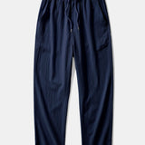 Velira Pants tamsiai mėlyna / S Susiraukšlėjęs tekstūruotas tiesių kojų kelnes