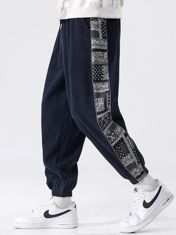 Velira Pants tamsiai mėlyna / S Šviesos džinsinio audinio paisley rašto kelnės