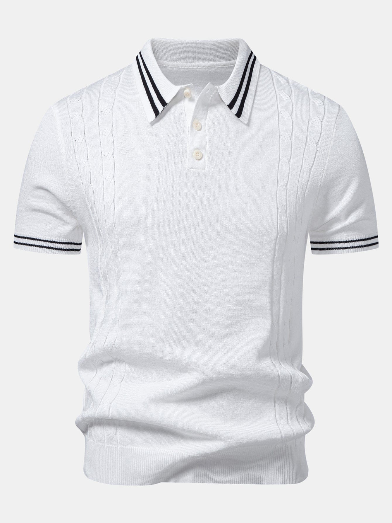 Velira Polo balta / S Kontrasto Apdaila Sukta Žakardo Megzta Polo