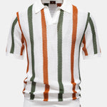 Velira Polo balta / S Stripe Knit V Neck Polo Marškiniai