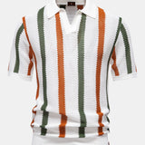 Velira Polo balta / S Stripe Knit V Neck Polo Marškiniai