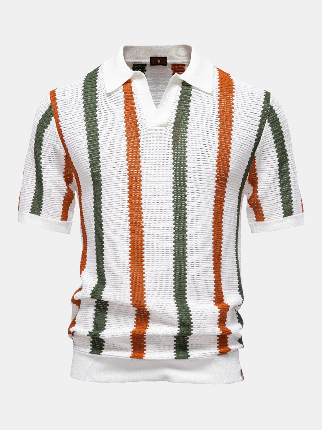 Velira Polo balta / S Stripe Knit V Neck Polo Marškiniai