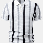 Velira Polo balta / XS Juostuotas tekstūruotas trikotažo polo