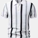 Velira Polo balta / XS Juostuotas tekstūruotas trikotažo polo