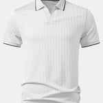 Velira Polo Balta / XS Kontrasto Apdailos Tekstūruotas Megztas Polo