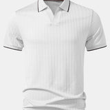 Velira Polo Balta / XS Kontrasto Apdailos Tekstūruotas Megztas Polo