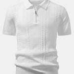 Velira Polo balta / XS Sukimo Jacquard Megztinis su Užtrauktuku Polo Marškiniai
