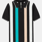 Velira Polo juoda / S Juostuotas zip megztinis polo
