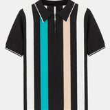 Velira Polo juoda / S Juostuotas zip megztinis polo