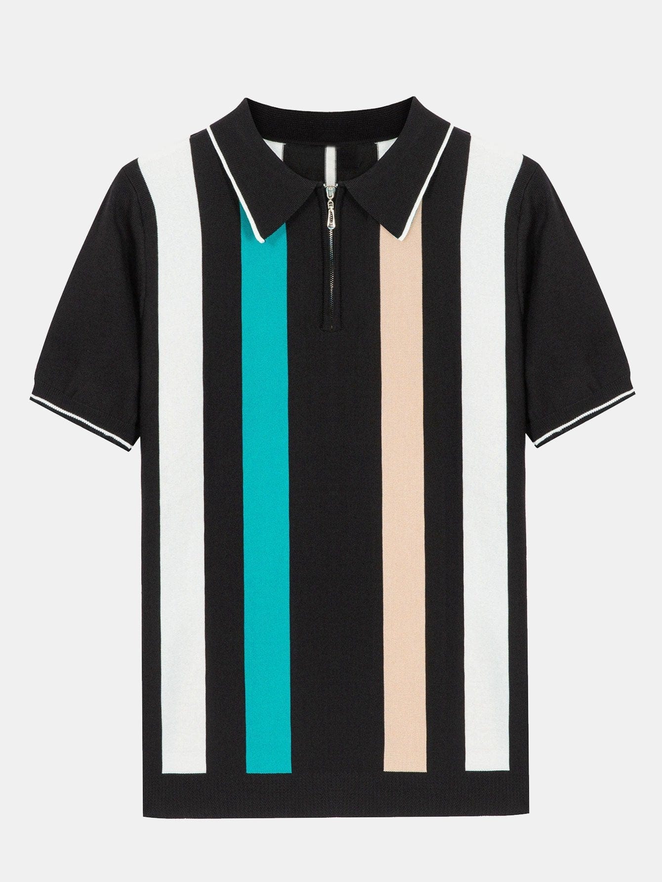 Velira Polo juoda / S Juostuotas zip megztinis polo