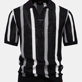 Velira Polo juoda / S Stripe Knit V Neck Polo Marškiniai