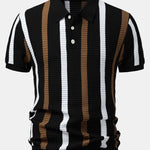 Velira Polo juoda / XS Juostuotas tekstūruotas trikotažo polo