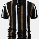 Velira Polo juoda / XS Juostuotas tekstūruotas trikotažo polo