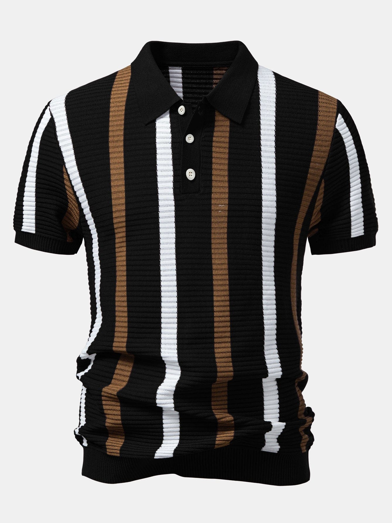 Velira Polo juoda / XS Juostuotas tekstūruotas trikotažo polo