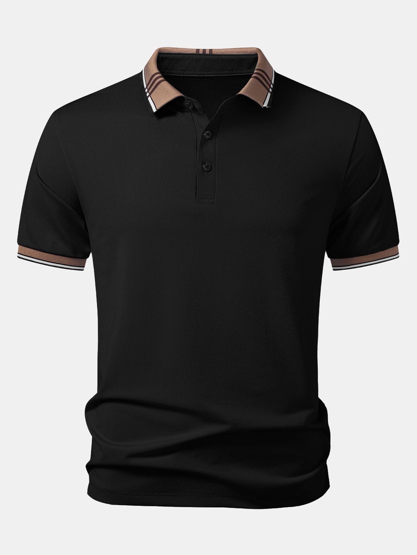 Velira Polo juoda / XS Kontrastingos Juostelės Apykaklės Polo