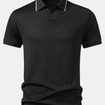 Velira Polo Juoda / XS Kontrasto Apdailos Tekstūruotas Megztas Polo
