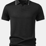 Velira Polo Juoda / XS Kontrasto Apdailos Tekstūruotas Megztas Polo