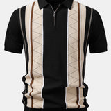 Velira Polo juoda / XS Kontrasto Juostuotas Geometrinis užtrauktukas Megztas Polo